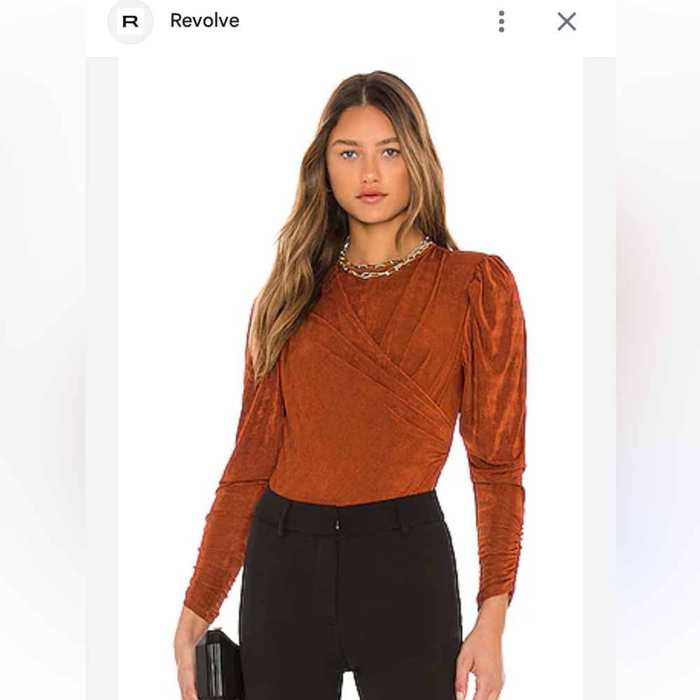 ASTR THE LABEL Copper Long Sleeve Puff Sleeve Body Suit Size Small